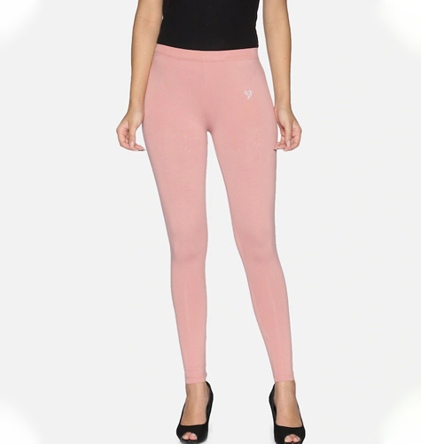Women Pink Coloured Solid Ankle-Length Leggings